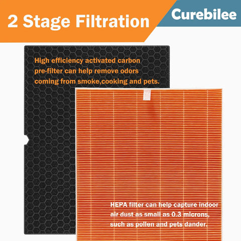 Premium True HEPA Replacement Filter I for C555 Air Purifier with activated carbon filter visible