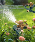 Pulsating Impact Sprinkler with Metal Base for Yard and Garden, spraying water in flower bed, rust resistant zinc alloy stand