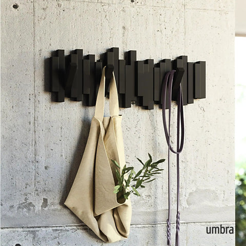 Sticks Wall Mounted Coat Rack With Five Retractable Pegs For Entryway Bedroom Or Office A Modern Space Saving Storage Organizer