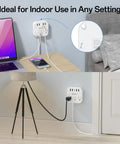 5Ft Power Strip With USB Ports Plus 1 USB-C, Non Surge Protector For Travel Cruise Ship Home And Office in bedroom setting