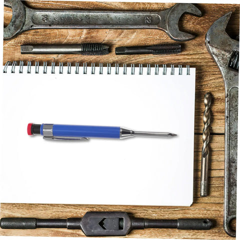 Solid Grip Mechanical Carpenter Pencil Set With Interchangeable Refills Featuring Wide Mouth Deep Hole Marker Heavy Duty Woodworking Gear On Table