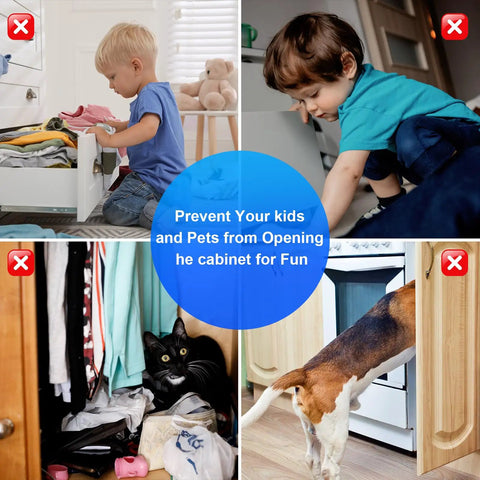 Adhesive Magnetic Cabinet Catch No Drill prevents access by children and pets, ensuring safety in kitchens and bathrooms.