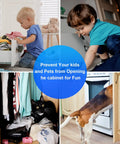 Prevent access to cabinets by kids and pets with Ultra Thin Magnetic Cabinet Door Catch Set 4 Pack Adhesive Drawer Magnets.