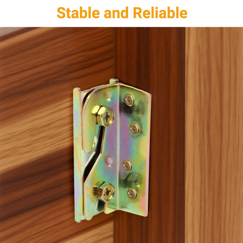Rock Solid Galvanized Bed Rail Brackets 4 Pack With 32 Heavy Duty Screws Rust Proof Steel Frame Supports For Beds Easy No Mortise Setup, close-up of bracket.