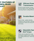 Key features of Ilonpa idler pulley with efficient power transmission, durable material, adjustable speed and torque for mowers.
