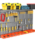Metal Pegboard Organizer With Hooks Wall Mounted Tool Storage System With Shelves And Bins Heavy Duty Steel Panels With Tools