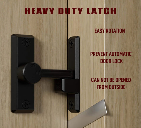 Heavy Duty Sliding Barn Door Latch With 90/180 Degree Universal Operation, Privacy Lock For Bathroom Bedroom Garage And Cabinets