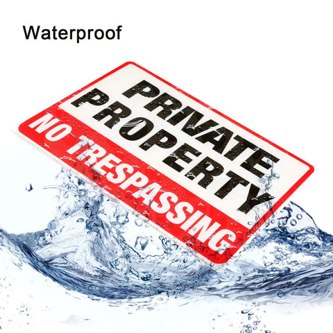 Private Property No Trespassing Signs 2 Pack With Metal H Stakes 12x9 Inch Corrugated Plastic Double Sided Yard Sign For Home Privacy Security And Keeping Creepers Out displayed with waterproof feature.