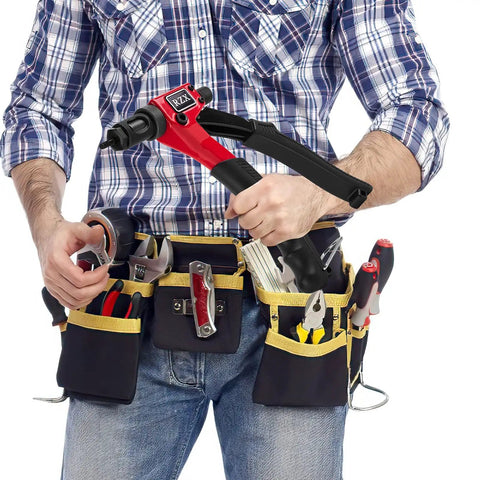 Person holding 8 Inch Rivet Nut Gun With Nut Setting System For M3 M4 M5 M6 And Threads One Quarter Twenty M10 24 Eight Thirty Two Six