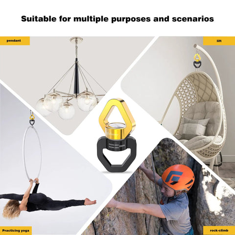 Heavy Duty Swing Swivel Spinner With Smooth 360 Degree Spin For Tree Seats Hammocks And Tires in diverse settings including yoga and climbing.