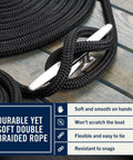 Two Pack Fifty Foot Dock Lines For Boat Docking With Loop Three Quarter Inch Heavy Duty Premium Double Braided Nylon Mooring Rope