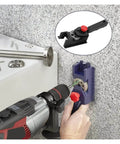 Heavy Duty Woodworking Drill Locator Kit With 38 Pieces For Precise Multi-Hole Punching In 2 To 12Mm Sizes in use for accurate drilling.