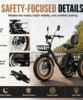 Folding Three Wheel Electric Trike For Adults 750W 48V Fat Tire 25MPH with LED headlight and disc brakes