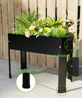 Raised Garden Bed All In One With Detachable Legs Elevated Metal Planter Box For Growing Herbs Vegetables Flowers Succulents And More Outdoor Garden Stand With Drainage Holes Great For Balcony Patio Deck Black