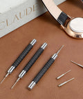 Three Piece Watch Link Remover Tool Kit With 0.7mm, 0.8mm And 0.9mm Precision Punches For Band Links, Strap Adjuster, Bracelet Removal