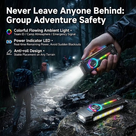 Ultra Flat Stainless Steel EDC Flashlight With 1800 Lumens USB C Rechargeable Pocket Light used in outdoor group adventure