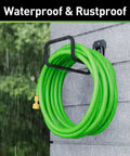 Heavy Duty Garden Hose Holder Wall Mount Built Tough Steel Hose Hanger With Hook Outdoor Water Reel Organizer installed outdoors