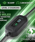 Level 2 EV Charger Portable 16 Amp 220 240V EVSE With 30 40 And 50 Foot Cables For All EVs And PHEVs 14-30P Plug