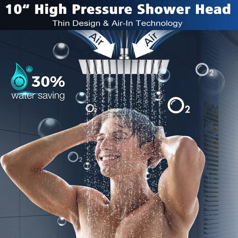 All Metal Shower Head With Handheld Combo High Pressure 10 Inch Rainfall Shower Head Chrome Finish in use