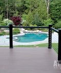 Outdoor deck with rail cable railing tensioner set five thirty second inch swage fittings 316L stainless steel marine grade two pack