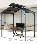 Outdoor cooking area with Hardtop Grill Gazebo For Outdoor Cooking With Double Roof 8 Ft By 5 Ft BBQ Canopy Two Side Shelves And Ten Hooks