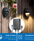 All-In-One Low Voltage Deck Lighting Kit With 60W Transformer, 100 Ft Wire, 8X 5W LED Deck Lights demonstrating dusk to dawn feature.