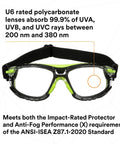 Solus 1000 Series Safety Glasses With Scotchgard No-Fog Coating, clear lenses, TPE gasket, elastic strap, green and black frame
