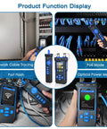 Ultimate All In One Boss Grade Network Cable Tester With Optical Power Meter For PoE Tests And QC Checks Featuring Continuity Test Cable Scan Length Measurement Port Flash VFL And NVC Functions used for network cable tracing and PoE checks