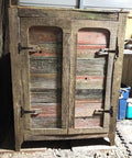 Premium Heavy Duty T Hinge For Barn Doors And Gates on rustic wooden cabinet with weathered finish and metal hardware.