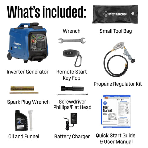 4000 Peak Watt Dual Fuel Portable Inverter Generator With Remote Start Gas Or Propane Powered 3300 Rated Watts toolkit
