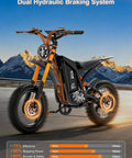 All Terrain Electric Dirt Bike For Adults And Teens With 4500W Peak Motor, 40 MPH Top Speed, featuring dual hydraulic brakes