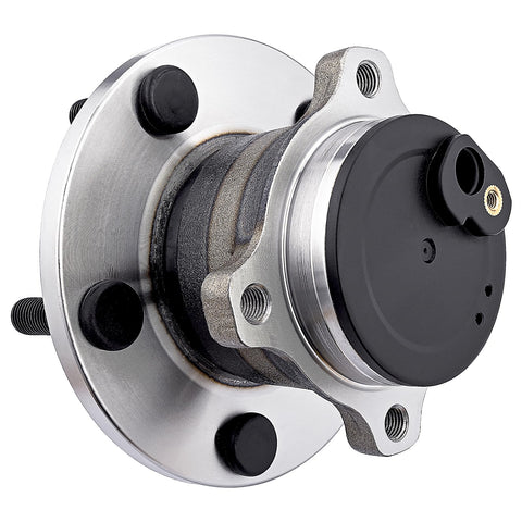 Rear Wheel Bearing And Hub Assembly Replacement Suspension Kit For Mazda 3 2004-2013 Mazda 3 Sport 2009-2013 Mazda 5 2006-2010 2012-2017 Direct Fit Bolt On For A Smooth Ride And Reliable Performance, showing front view of hub with 4-bolt flange and ABS encoder