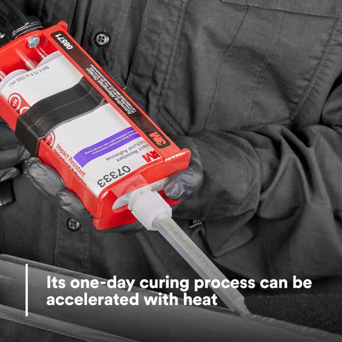 Impact Resistant Structural Adhesive 07333 in use, showcasing two-part epoxy application for automotive OEM repair.