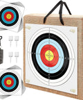 Backyard Archery Target Set For Compound And Recurve Bows, Durable Straw Backstop With 17.7 By 17.7 Inch Target, pins, puller