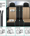 Universal Car Seat Covers Full Set Premium Cloth Beige For SUV And Sedan showing zippers and split bench options