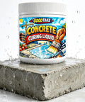 Water Based Concrete Cure And Sealant Liquid For New Slabs Driveways And Patios Heavy Duty in 20 Oz container on wet concrete slab.