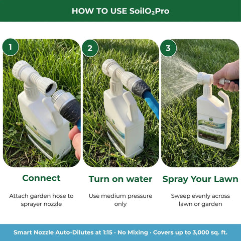 Using Liquid Soil Aerator And Oxygen Active Biostimulant To Revitalize Hard Compacted Clay Soil 32 Oz Hose End Sprayer