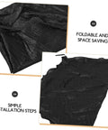 Trampoline Sun Shade Canopy Cover For Outdoor Backyards And Parks UV Protection Weather Resistant Top Replacement Easy Fold Trampoline Cover Keeps Kids Cool Safe Play Area Accessories shown folded with installation instructions.