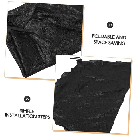 Trampoline Sun Shade Canopy Cover For Outdoor Backyards And Parks UV Protection Weather Resistant Top Replacement Easy Fold Trampoline Cover Keeps Kids Cool Safe Play Area Accessories shown folded with installation instructions.