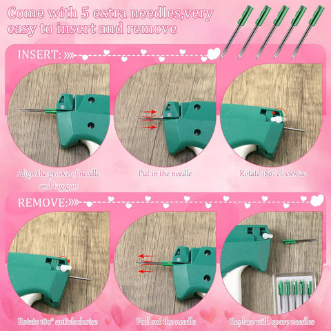 Tagging Gun For Clothing Kit With 5 Needles 3000 Barbs 100 Price Tags 200 Snap Lock Pins 200 Safety Pins 70 Size Labels