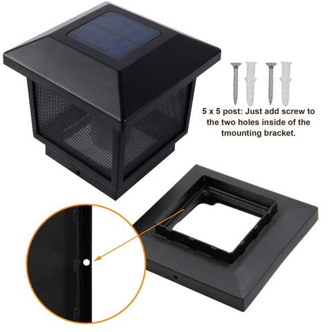 Two Pack Solar Flame Post Lights With 72 LED Flickering Flame Outdoor Cap Lights For Halloween And Christmas, mounting parts