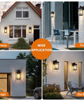 2 Pack Motion Sensor Outdoor Wall Lights Dusk To Dawn Matte Black Porch Lanterns in various exterior settings