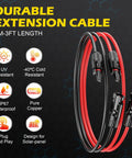 3 Ft 10 AWG Solar Extension Cable With Male And Female Connectors Waterproof Outdoor Solar Panel Cable Kit In Red And Black