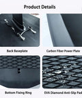 Close-up of Carbon Fiber Hydrofoil Surfboard parts including back baseplate, carbon fiber plate, bottom fixing ring, and anti-slip pad