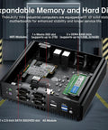 Interior view of expandable memory slots on Beat The Heat Industrial Fanless Mini Pc With Intel Core I3 8130U Chips.