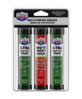 All Purpose Grease Combo Pack With Red N Tacky 3 Ounce And Two X Tra HD 3 Ounce Tubes High Tack Lubricant in blister packaging