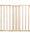 Walk-Through Top Of Stairs Baby Gate In Natural Wood With Four Point Mount, One Hand Release, Dual-Direction Swing, Latch Closure