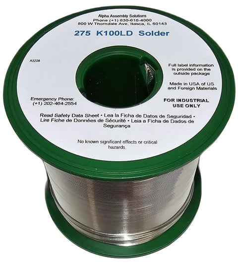 Spool of Budget Friendly Lead Free No Clean Solder Wire 0.020 Inch Diameter K100LD Sn99.3 Core 66 Flux 3.3 Percent 275 Flux for electronics