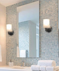 Bathroom vanity with mirror and Dope Frosted Glass Pendant Shades Set Of 3 For Bathroom Vanity And Chandelier Upgrade, Modern Cylinder Design