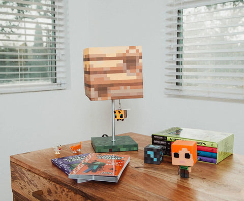 Pixelated Yellow Bee Nest Block Desk Lamp With 3D Bee Puller And LED Mood Light For Bedroom Desk Playroom Pixel Gaming Decor